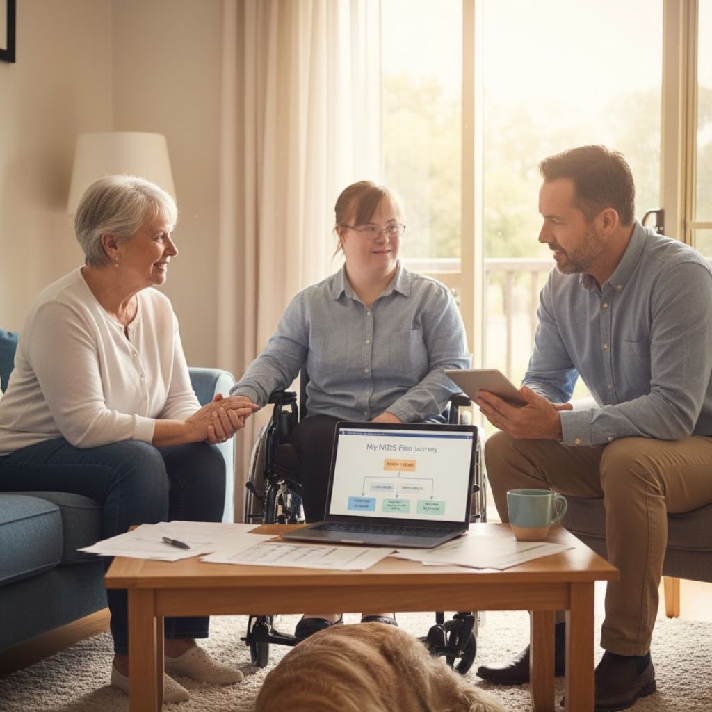 Family member supporting NDIS participant with care and compassion